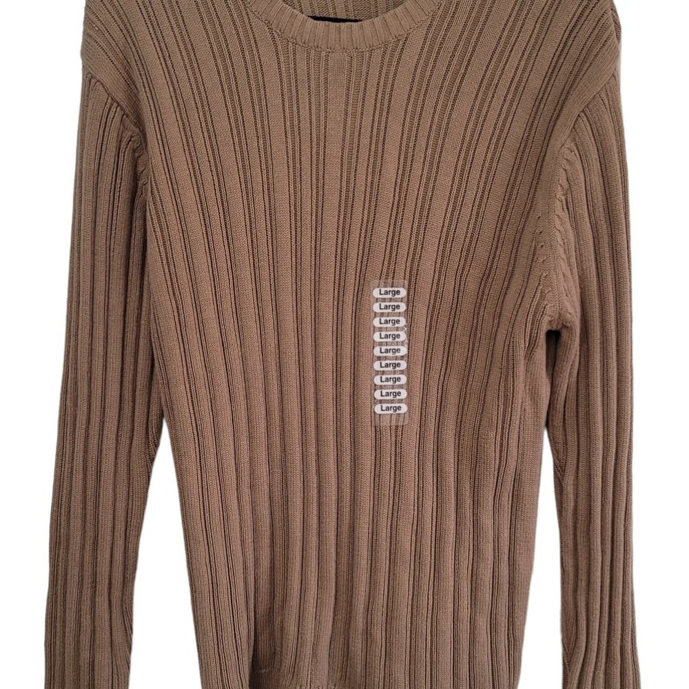 NEW Michael Brandon Men's Ribbed Crew Neck Long Sleeve Sweater